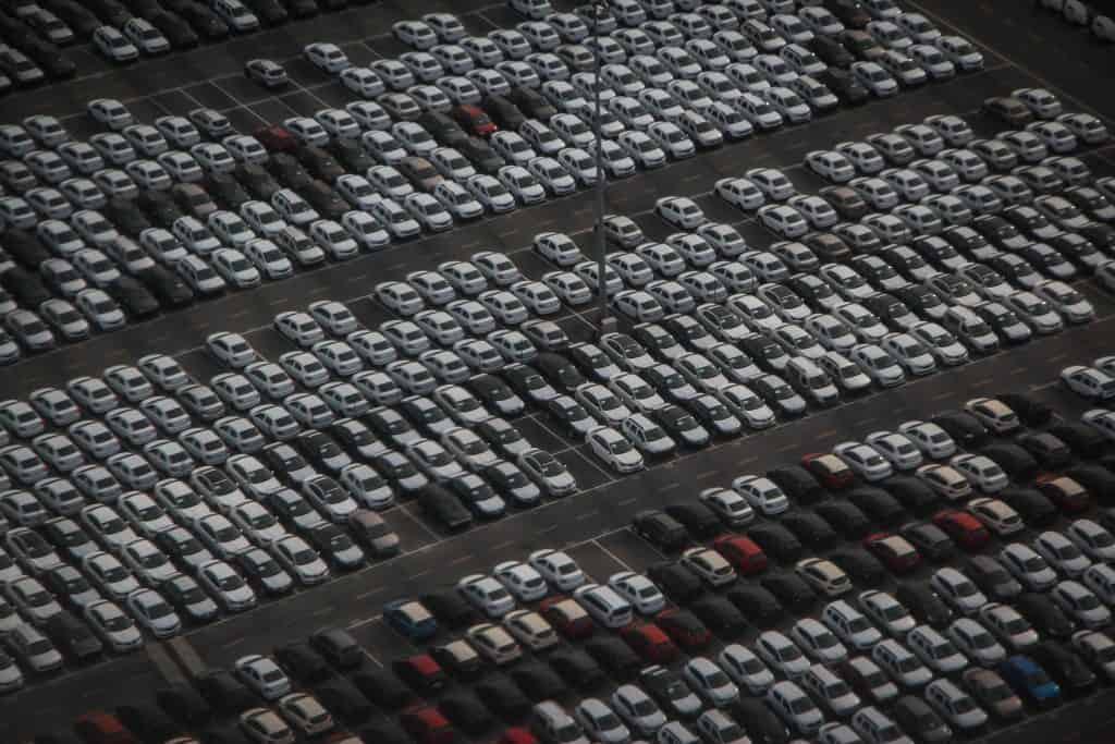 Fleet of commercial vehicles in a Calgary lot